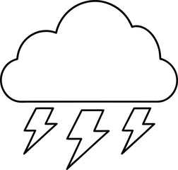 thunderstorm cloud icon outline vector illustration on transparent background