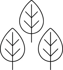 tree leaves icon outline vector illustration on transparent background