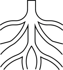 tree roots icon outline vector illustration on transparent background