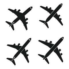 Collection of airplane silhouettes in various angles