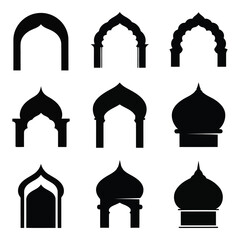 Collection of various architectural dome silhouettes