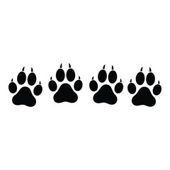 Four black animal paws print silhouette