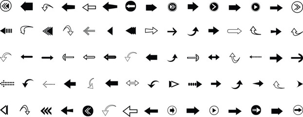  Arrow icon set. Arrow. Cursor. Black veBlack arrow pointing to the right. Black direction pointer. Vector illustration.ctor arrows icons.Collection different arrows sign. Modern simple arrows.