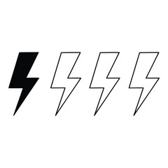 Black lightning bolt icons on white background