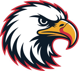 Aggressive Eagle Head Logo Illustration – Powerful Bird Mascot on White Background