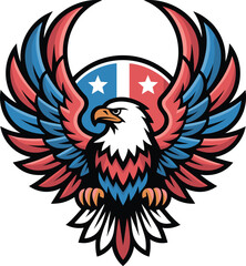 Colorful Patriotic Eagle Logo with Shield Emblem – American Freedom Bird Vector Illustration