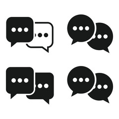 Collection of black speech bubbles with white dots