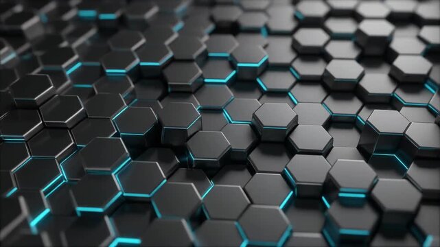 Abstract Hexagonal Grid with Blue Glow - Futuristic Technology Background.