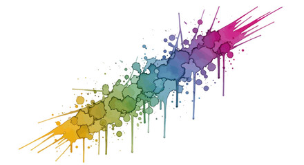 Obraz premium Colorful abstract paint splatters and drips in rainbow gradient.
