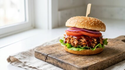 Gourmet burger with fresh ingredients