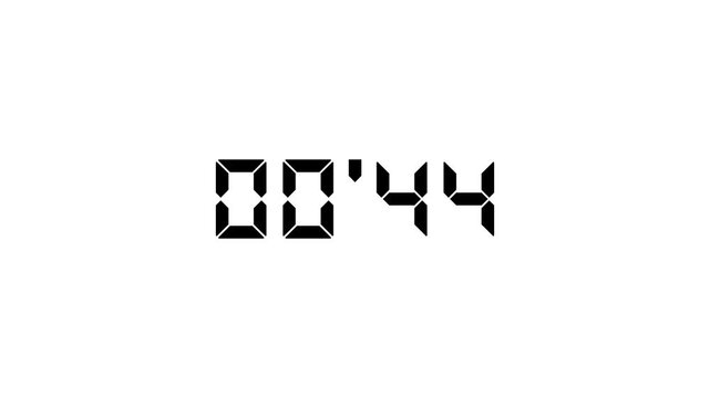 Stopwatch digits counting from 50 to 0 seconds, digital, countdown, decimal point, timer, alpha channel