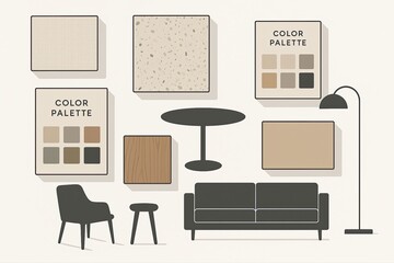 Neutral Interior Design Elements and Color Palettes Collection