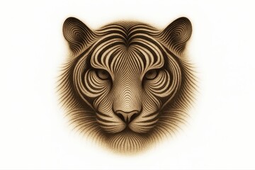 Intricate Line Art Portrait of a Majestic Tiger Head