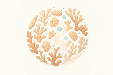 Circular Coral Reef Illustration with Soft Hues