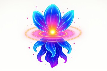 Vibrant Glowing Lotus Flower with Cosmic Rings