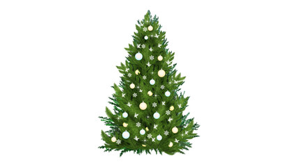Festive christmas tree with gleaming ornaments and sparkling lights on a dark background