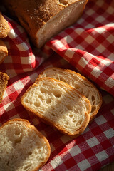 AI Image Of Breads On Cloth With A Ray Of The Morning Sunshine