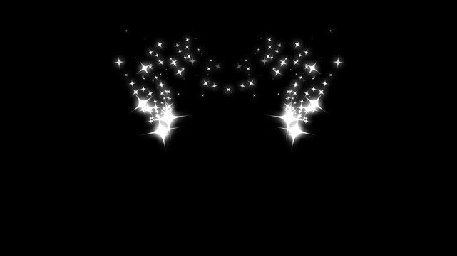 4k Glittering star line effect on black background, twinkle magic dust animation, sparkling stars Shine animation, Luxury white glitter sparkles star trail, magic dust, Christmas glitter stars.