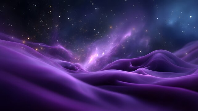 Cosmic Purple Nebula with Glowing Stars and Interstellar Clouds - Powered by Adobe