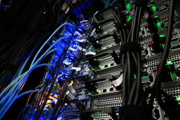 Vibrant Network Cables in Data Center Rack