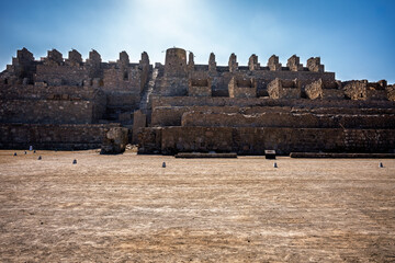Huanchaca  ruins of a historical fortress under a clear blue sky