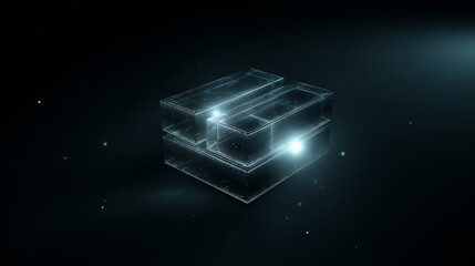 Abstract 3D Rendering of a Futuristic Transparent Cube Representing IT and Technology Concepts