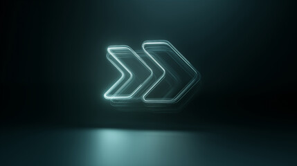 Abstract glowing arrow in dark background representing IT and technology progress and speed