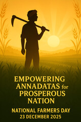 Indian Farmer Silhouette at Sunrise &ndash; National Farmers Day 23 December 2025