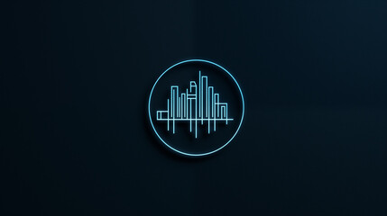 Obraz premium Abstract futuristic IT and technology concept with glowing lines forming a cityscape or bar graph on a dark background