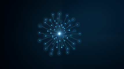 Abstract representation of IT and technology connections, network nodes and data flow