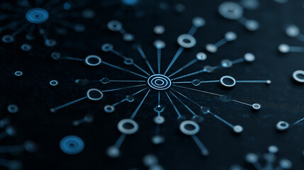 Abstract representation of IT and technology connections, network nodes and data flow
