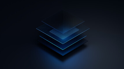 Abstract IT and technology layers stacked on a dark background