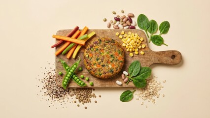 Vibrant spices and lentil dish on wooden board