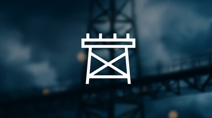 Modern IT infrastructure and technology systems visualized through minimalist iconographic representation on a blurred background