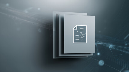 Conceptual graphic representing IT and technology with interconnected data and digital documents