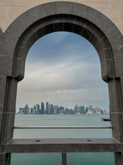View of Qatar through the arch