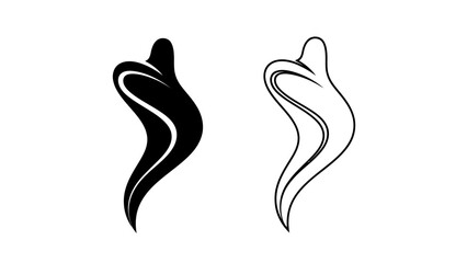 Obraz premium Black and White Abstract Flame Shape Icon Side by Side fire symbol