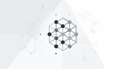 Abstract black and white molecular sphere showing a modern connected network design