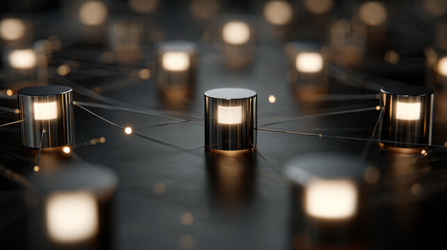 Abstract visualization of IT and technology network connections and data flow, representing modern digital infrastructure - Powered by Adobe