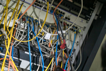 Complex Network Cables in Server Rack Setup