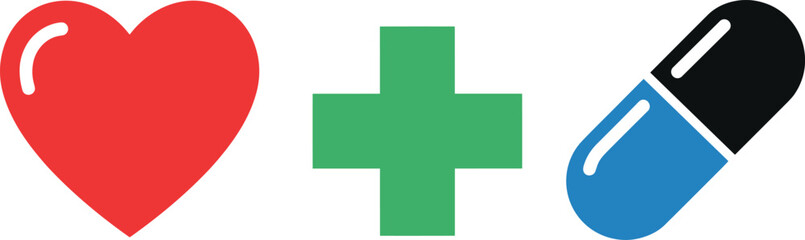 Obraz premium Heart with medical cross and pill symbolizing health and medicine concept