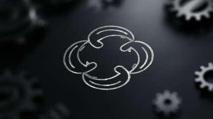 Abstract representation of IT and technology concepts, illustrating a circular process with interconnected elements