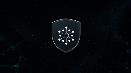 IT and technology security concept with shield and digital elements
