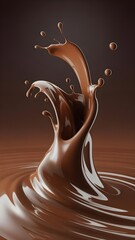 Rich chocolate liquid splashing and creating ripples on surface