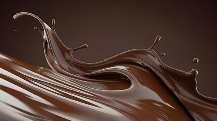 Rich chocolate liquid splashing and creating ripples on surface