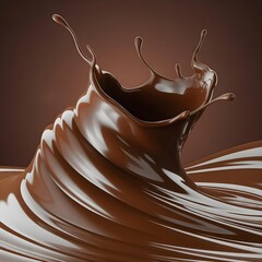 Rich chocolate liquid splashing and creating ripples on surface