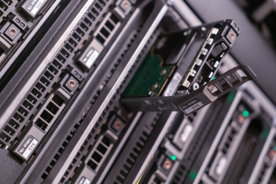 Data Center Rack with Server Hardware Components - Powered by Adobe