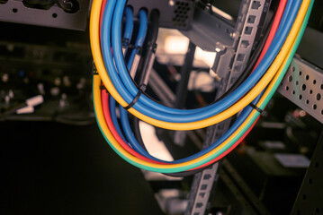 Colorful Cables in a Server Rack Setup