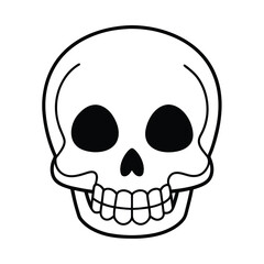 A vector illustration of a human skull and crossbones, a black symbol of death and danger, often used for Halloween or a tattoo design