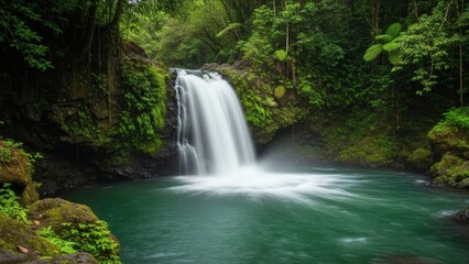 Obraz premium Tropical Rainforest Waterfall Natural Pool Nature